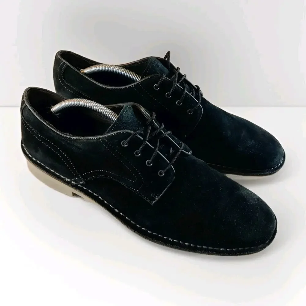 John Varvatos USA Lace-Up‎ Oxfords Shoes Men Size 10.5 M Black Suede *Read Desc.
